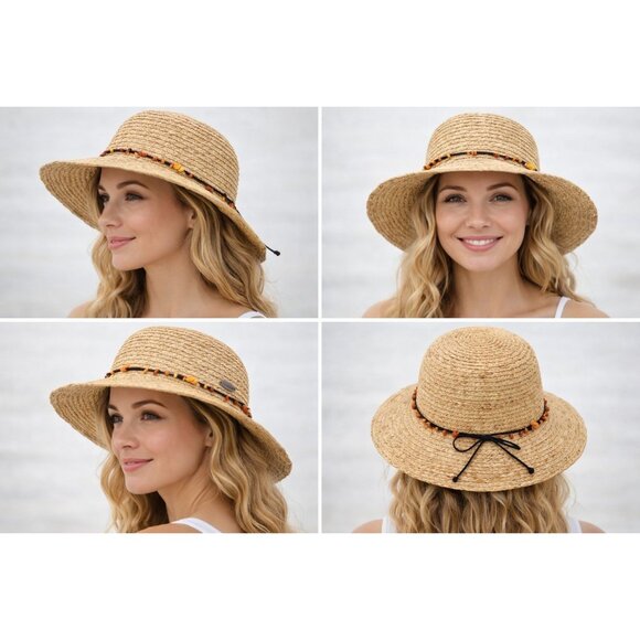 Wallaroo Hat Company Accessories - Wallaroo Hat Company Blair Raffia Sun Hat UPF 50+ Skin Cancer Foundation NWT